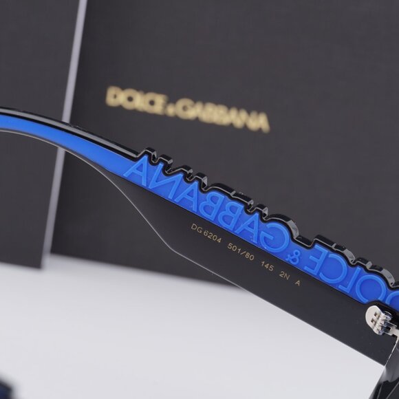 Dolce & Gabbana DG6204 501/80 Shield Sunglasses - Shiny Black/Blue main image 6